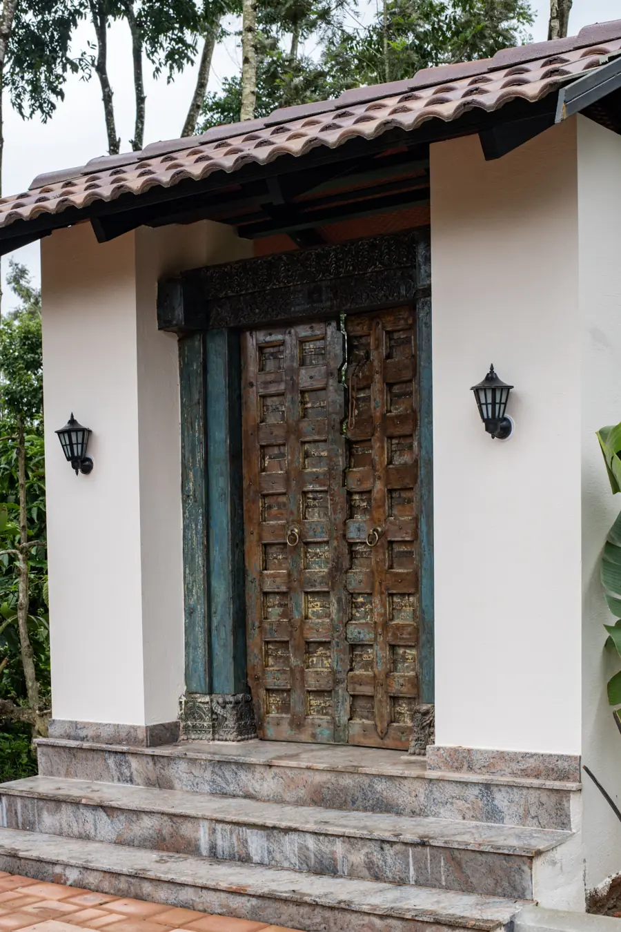 Carved antique doors at the gatehouse